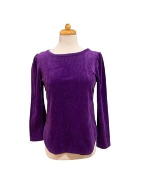 Vntg 70’s long sleeved purple velour shirt/top approx sz M